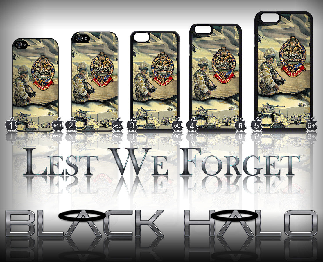 THE QUEENS REGIMENT AFGHANISTAN: CAMP BASTION ★ CASE/COVER FOR APPLE IPHONE 4,4S,5,5S,5C,6 & 6 PLUS - Black Halo Design