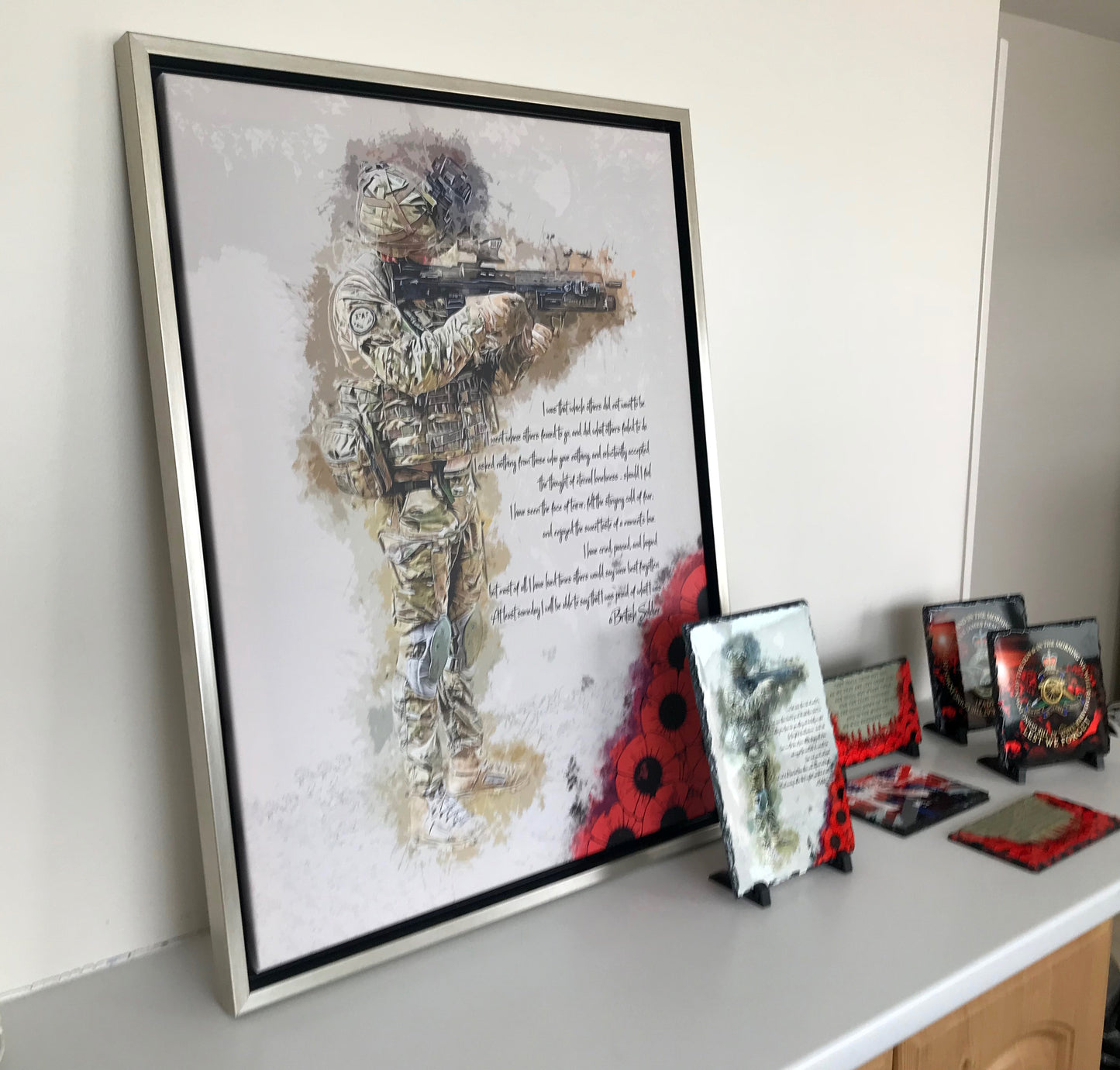 A British Soldier Poem: Poppy Canvas with floating shadow frame