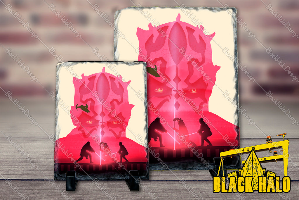 Star Wars Inspired Darth Maul Double exposure artwork on Natural Rock Slate