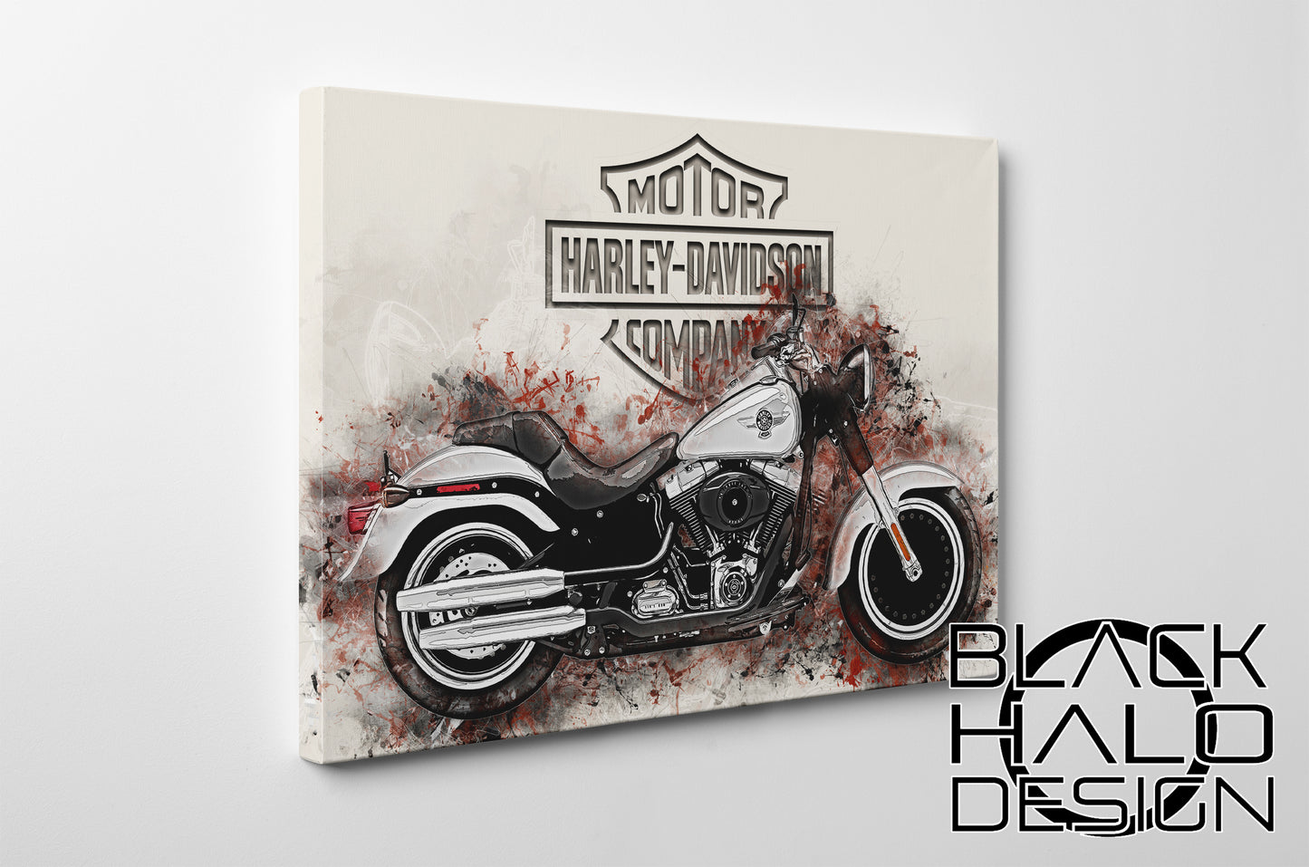 Harley Davidson Artwork on Timber Framed Canvas (Choice of Sizes)
