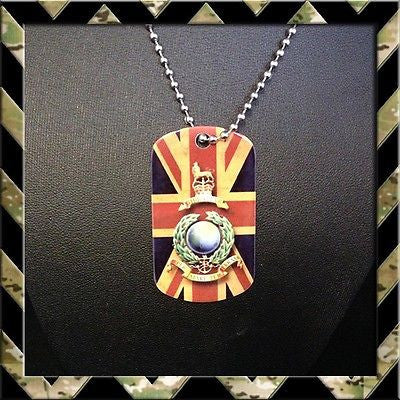 ★ UNION JACK ROYAL MARINES GLOBE & LAUREL ★ DOG TAG NECKLACE/KEYRING(ARMY/NAVY) - Black Halo Design