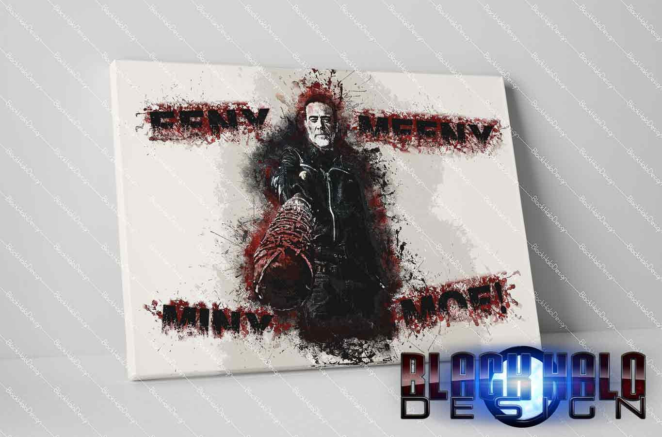 NEGAN: The Walking Dead: Eeny Meeny Miny Moe Timber Framed Canvas in choice of sizes