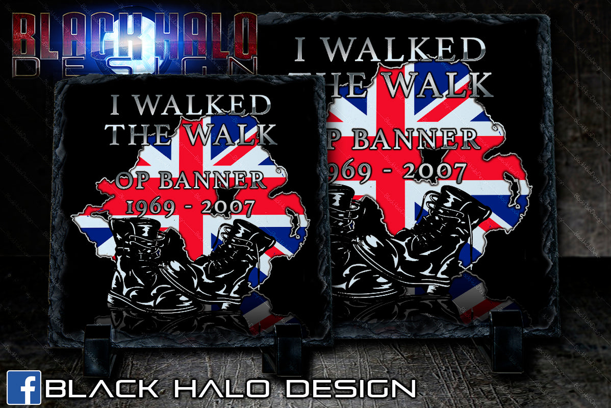 I Walked The Walk: Op-Banner: Natural Rock Slate with Stands