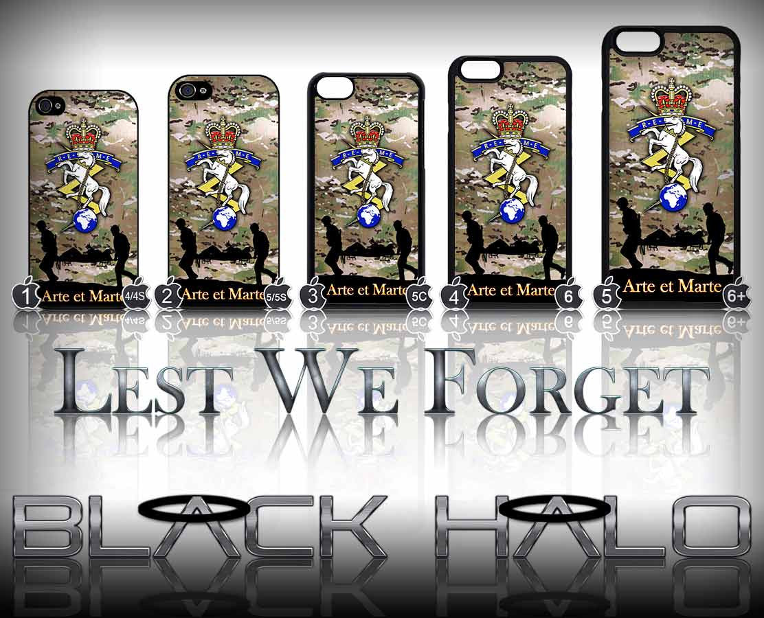 Royal Electrical & Mechanical Engineers: REME Multi-Cam Case/Cover for choice of Apple iPhone 4-6s Plus #Camo - Black Halo Design