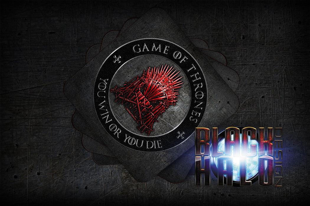 GAME OF THRONES: RED THRONE: YOU WIN OR YOU DIE SUBLIMATION COASTERS - Black Halo Design
- 1