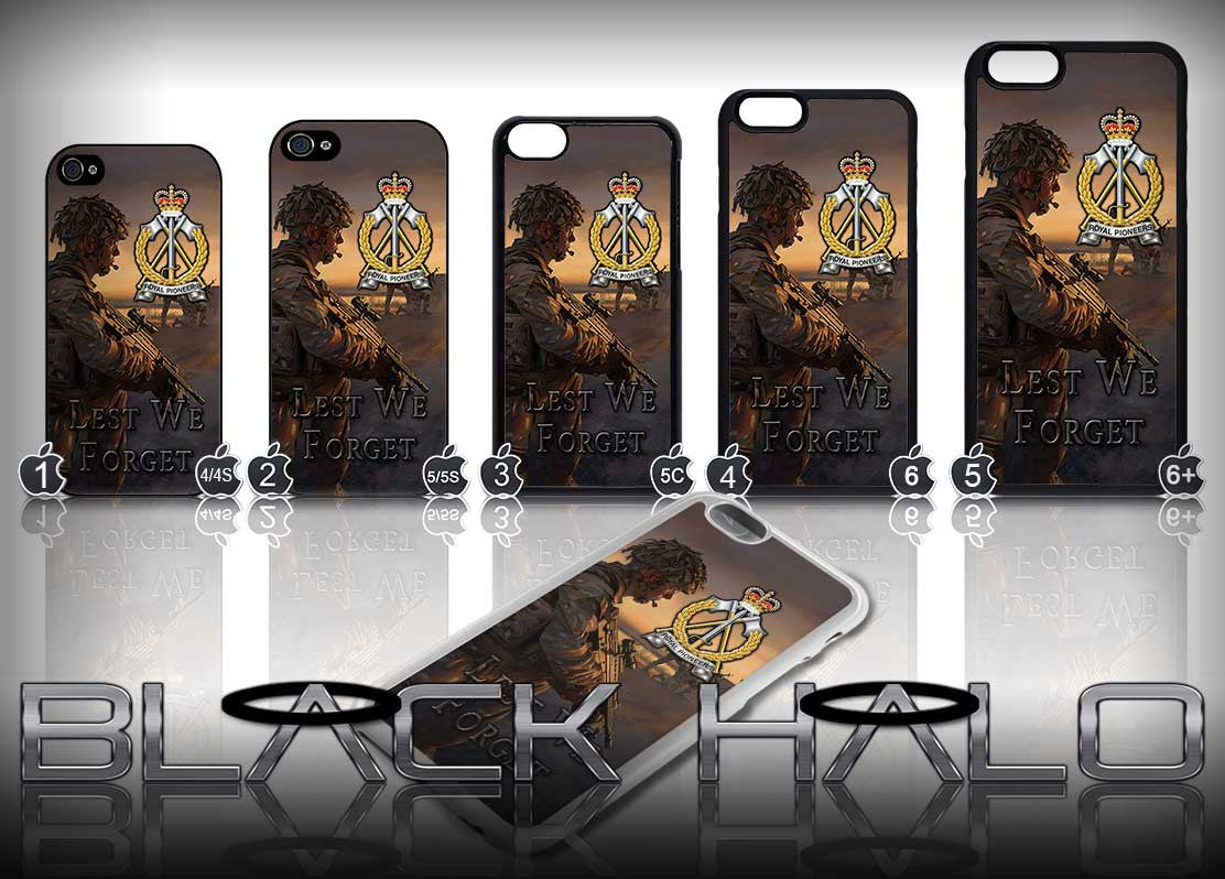 Royal Pioneer Corps Case/Cover for choice of Apple iPhone 4-6s Plus :Army - Black Halo Design