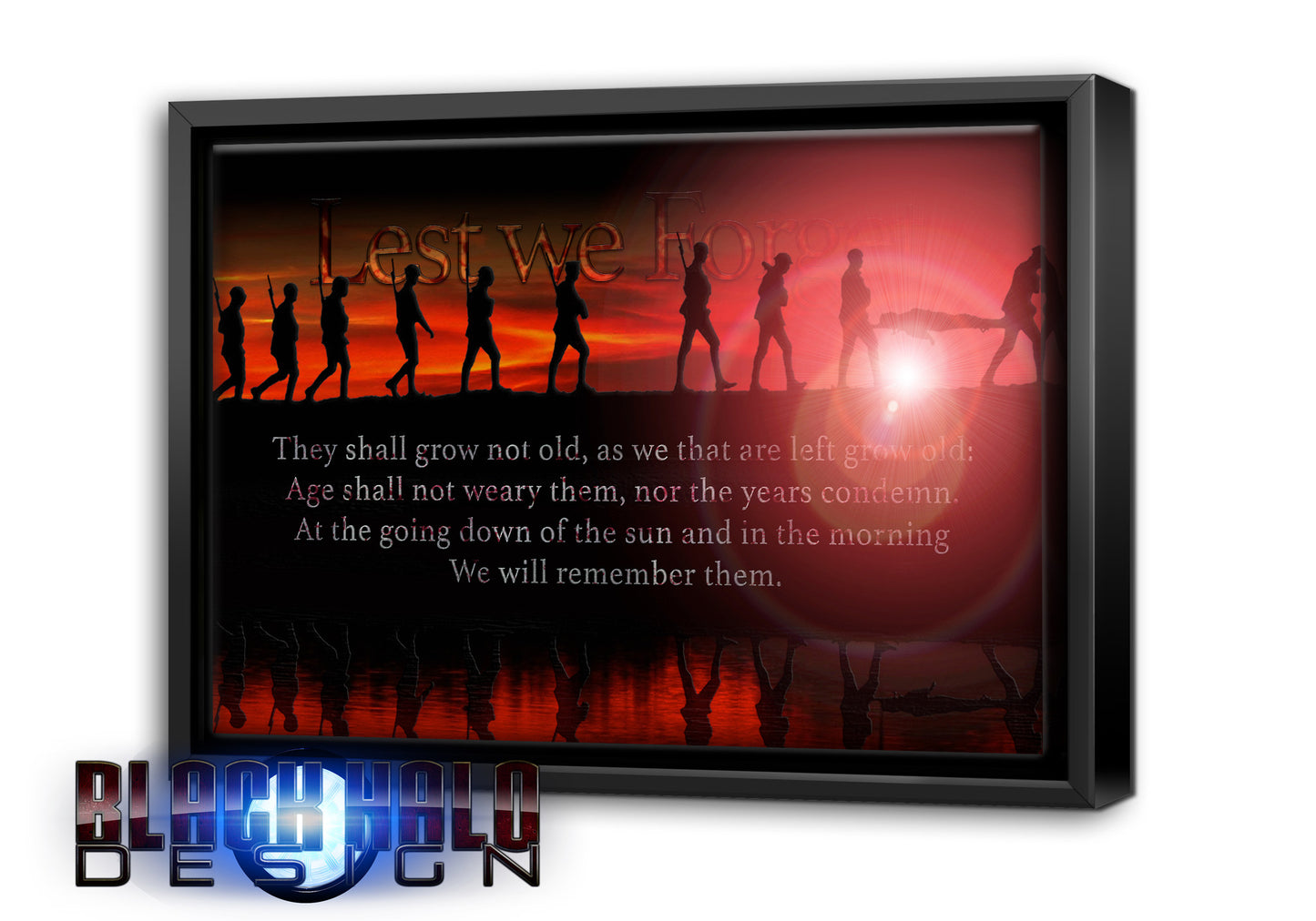 Lest We Forget Somme Soldiers Timber Framed Canvas with black floating shadow frame