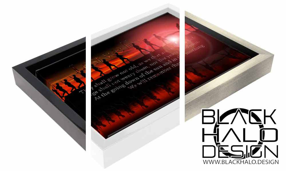 Lest We Forget Somme Soldiers Timber Framed Canvas with black floating shadow frame