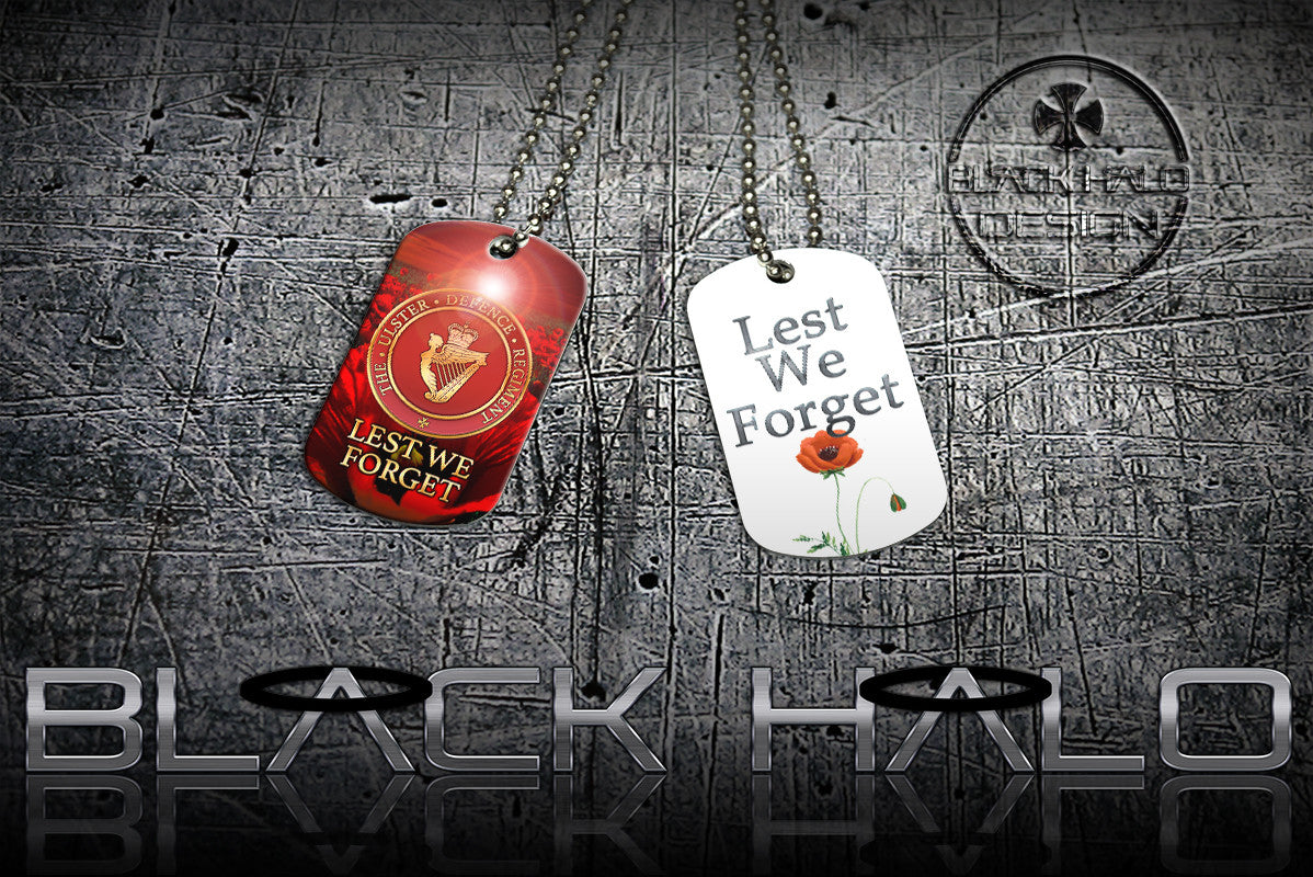 POPPY: LEST WE FORGET: ULSTER DEFENCE REGIMENT (UDR)★ DOG TAG NECKLACE/KEYRING ARMY - Black Halo Design