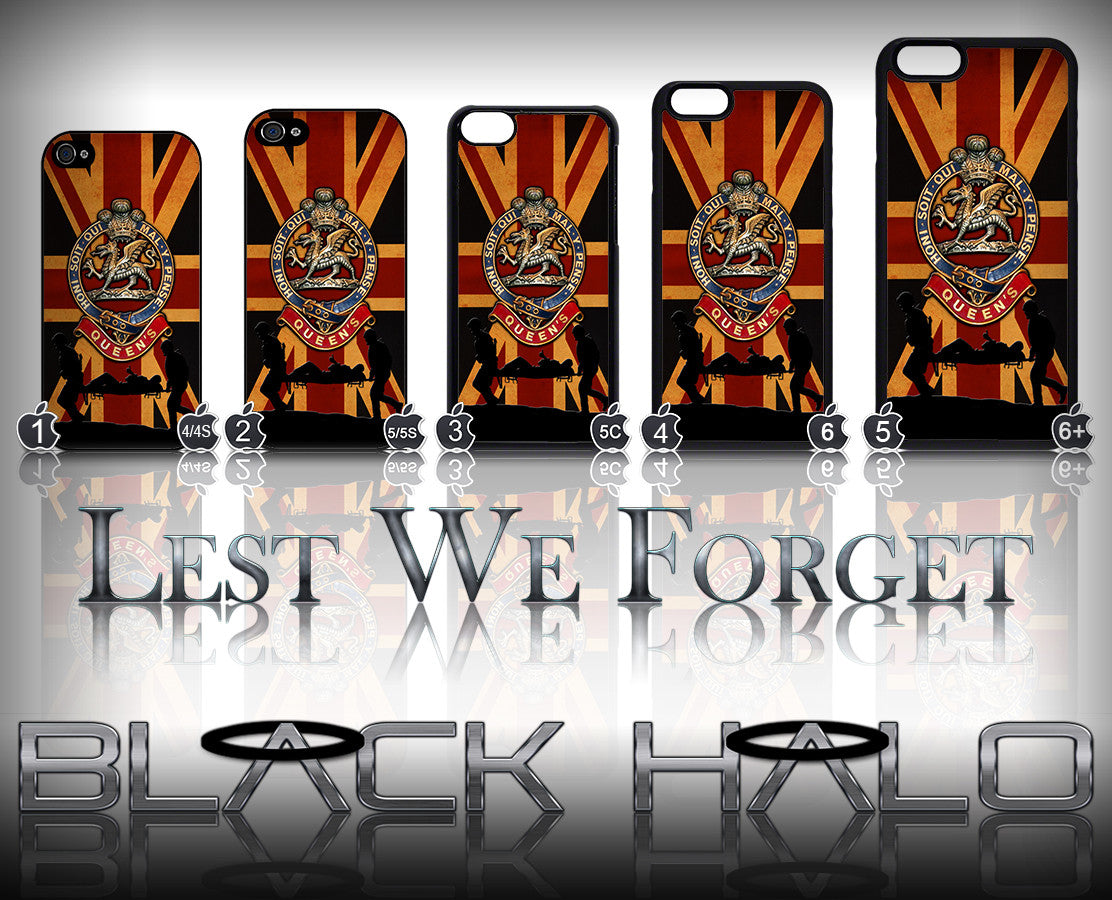 THE QUEENS REGIMENT UNION JACK ★ CASE/COVER FOR  APPLE IPHONE 4,4S,5,5S,5C,6 & 6 PLUS - Black Halo Design
