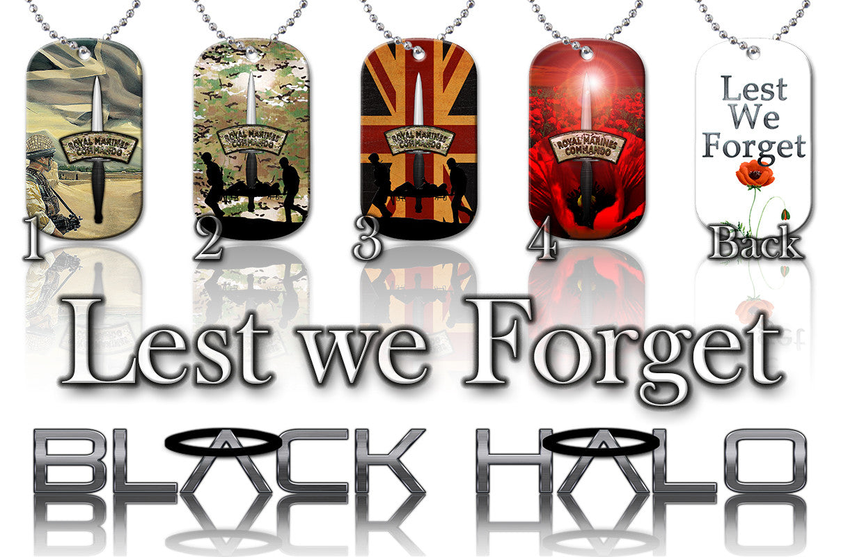 ★ THE ROYAL MARINES COMMANDO ★ DOG TAG NECKLACE/KEYRING #1 - Black Halo Design
 - 1
