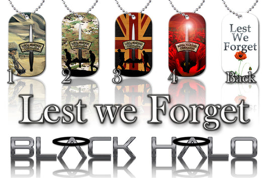 ★ THE ROYAL MARINES COMMANDO ★ DOG TAG NECKLACE/KEYRING #1 - Black Halo Design
 - 1