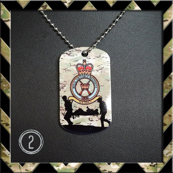 ★ CHOICE OF ROYAL AIR FORCE REGIMENT ★ DOG TAG NECKLACE/KEY RING/KEYRING/DOGTAG - Black Halo Design
 - 2