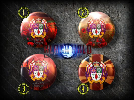 The 36th Ulster Division: Large 58mm Metal Pin Badge (Lest We Forget) - Black Halo Design
