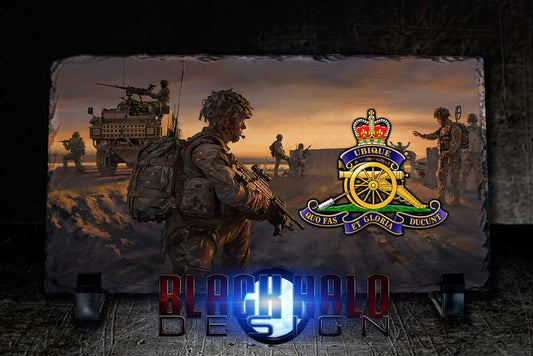 The Regiment Of The Royal Artillery: Natural Rock Slate (120mm x 220mm) #Afghanistan - Black Halo Design
