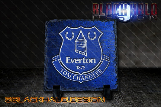 Everton Square Natural Rock Slate Standard or Personalised - Black Halo Design
 - 2
