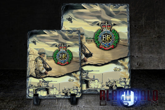 NEW: Camp Bastion Royal Engineers Natural Rock Slate with Stands
