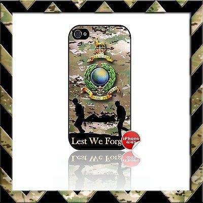 ★ ROYAL MARINES GLOBE & LAURELS SHELL/CASE/COVER FOR APPLE IPHONE 4/4S MARINE#2 - Black Halo Design
