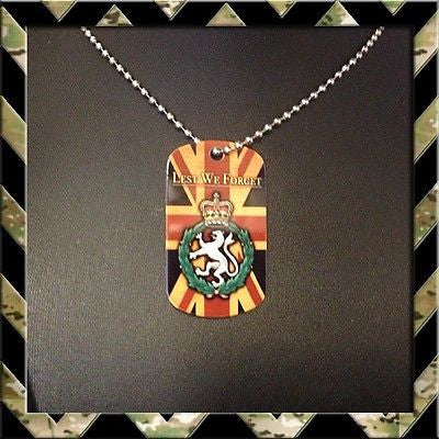 ★ UNION JACK WOMENS ROYAL ARMY CORPS (WRAC)★ DOG TAG NECKLACE/KEYRING - Black Halo Design
