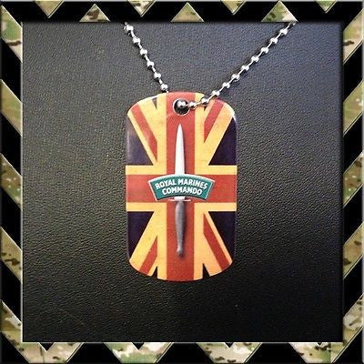 ★ UNION JACK ROYAL MARINES COMMANDO ★ DOG TAG NECKLACE/KEYRING (H4H/ARMY/NAVY) - Black Halo Design
