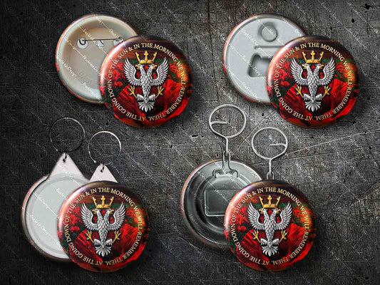 The Mercian Regiment: Poppy Large 58mm Metal Pin Badge, Bottle Opener Magnet or Keyring