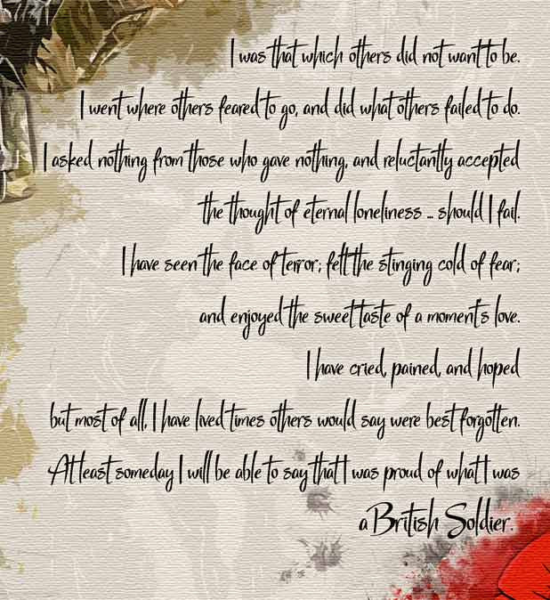 A Soldiers Poem Timber Framed Canvas in choice of sizes