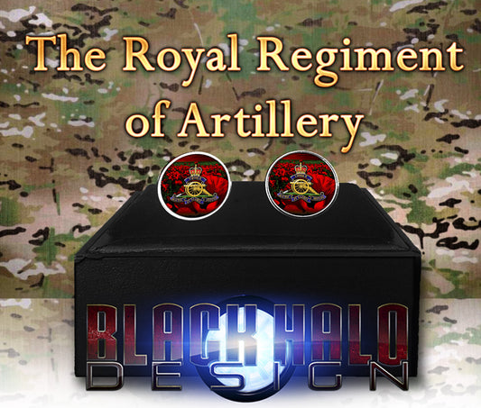 THE ROYAL REGIMENT OF ARTILLERY METAL CUFFLINKS #POPPY - Black Halo Design
