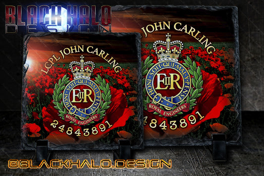 The Royal Engineers Personalised Natural Rock Slate (Sappers)
