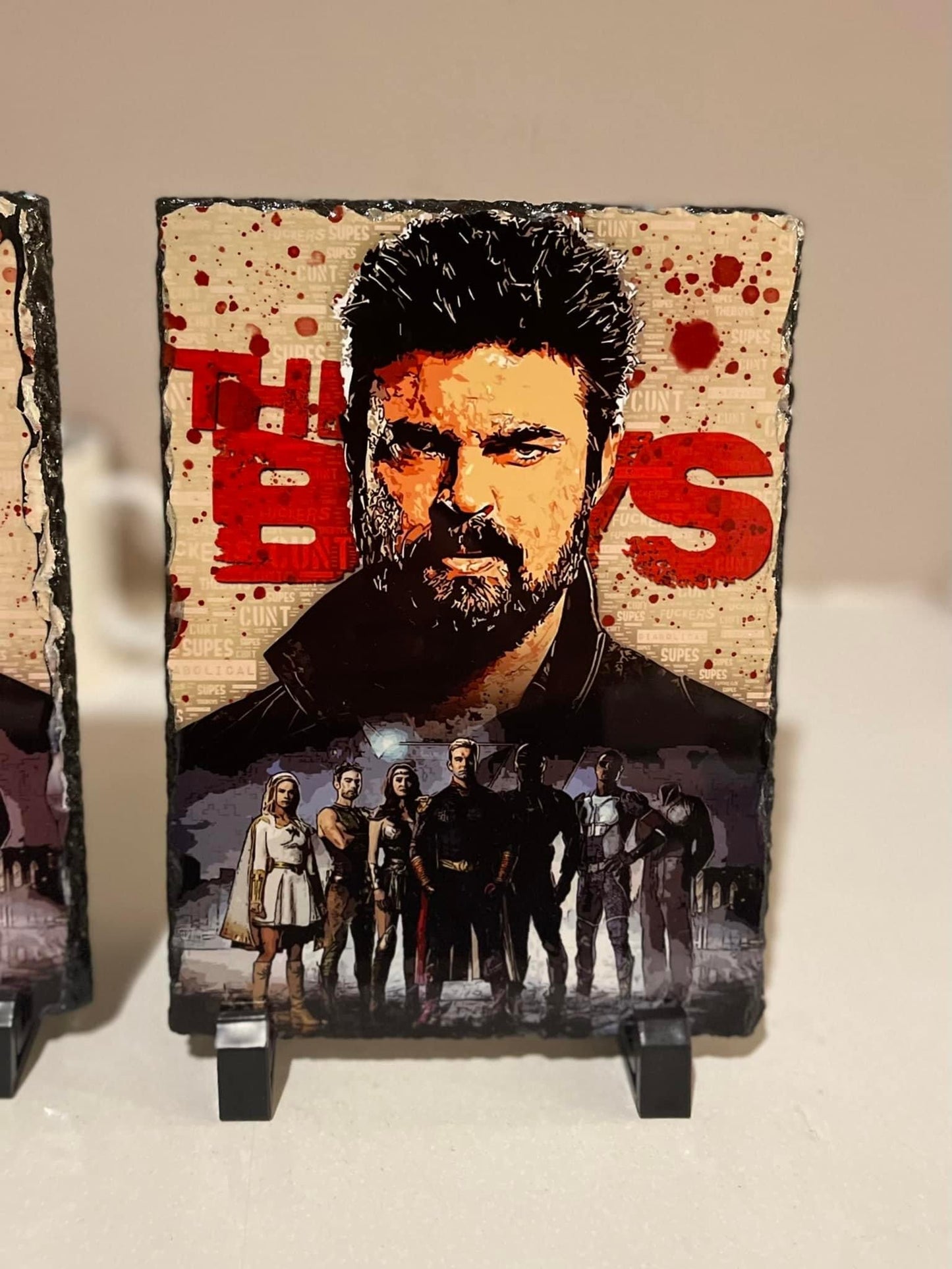 The Boys Inspired Billy Butcher art on Natural Rock Slates