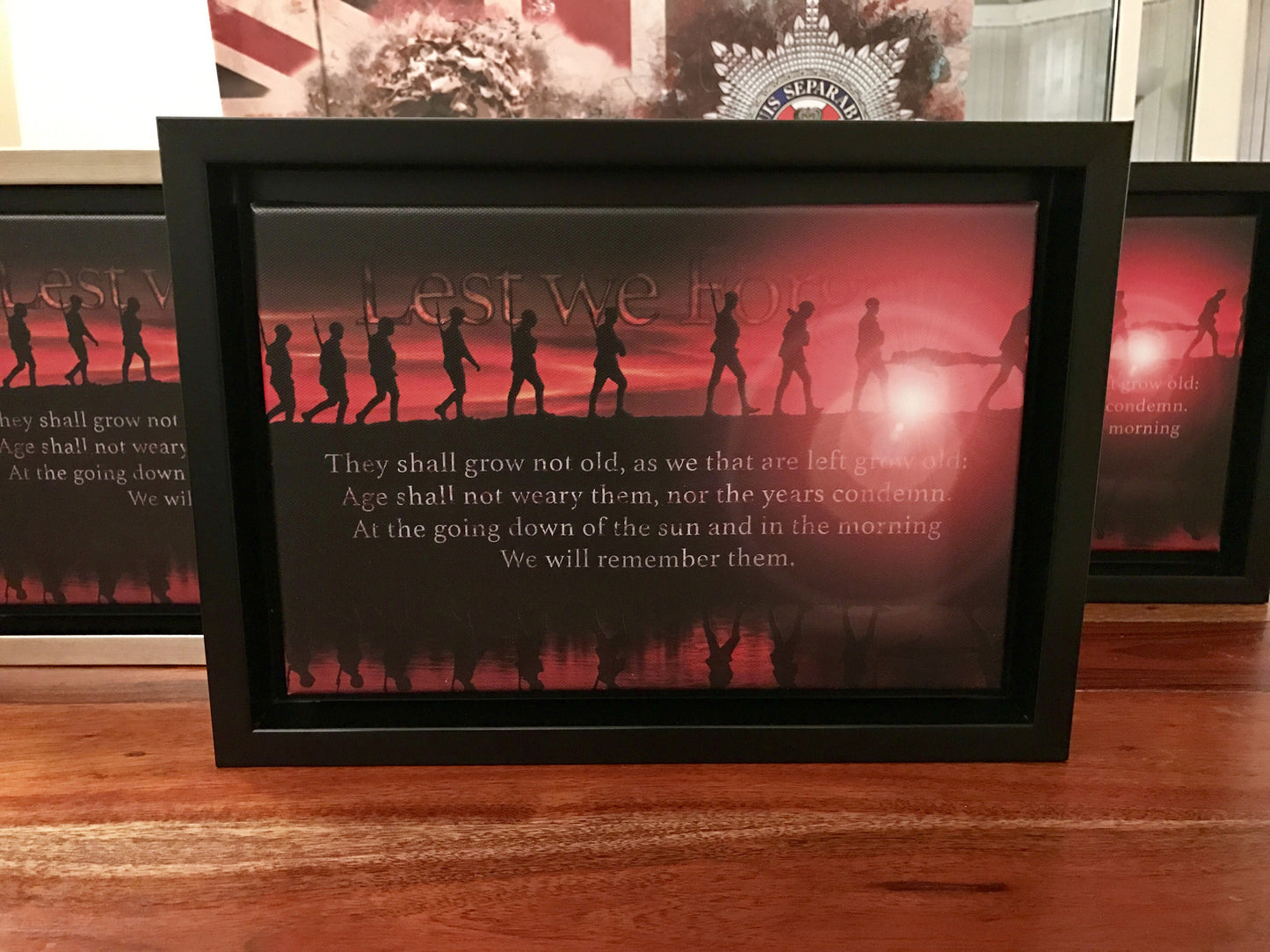 Lest We Forget Somme Soldiers Timber Framed Canvas with black floating shadow frame