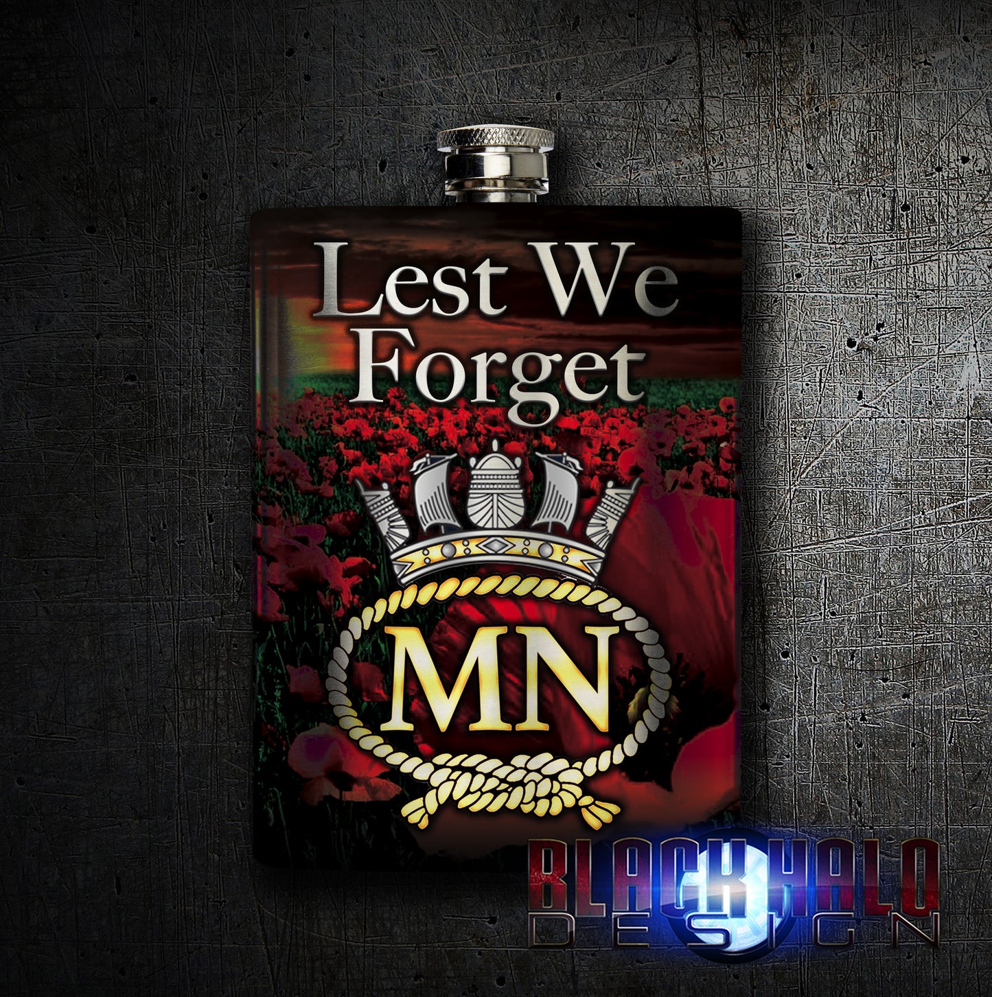 The British Merchant Navy (MN): Lest We Forget Stainless Steel 8oz Hip Flask