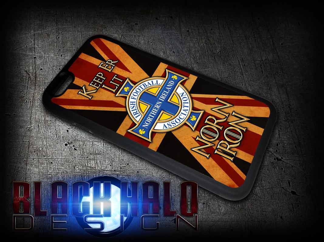 Northern Ireland: Norn Iron: Keep Er Lit: Union Jack Case/Cover for choice of Apple iPhone 4-6s Plus :#1 - Black Halo Design
 - 2