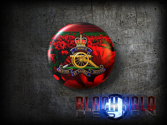 The Regiment of the Royal Artillery: Large 58mm Metal Pin Badge #Poppy - Black Halo Design
 - 1