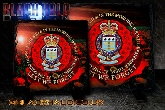 RAOC: Royal Army Ordnance Corps Natural Rock Slate with Stands